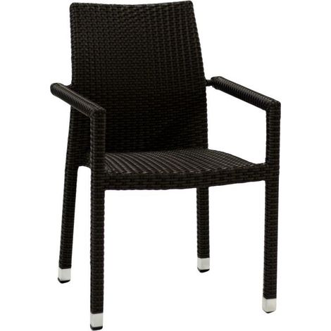Sillón apilable de nogal Polyrattan para exterior (1/4)