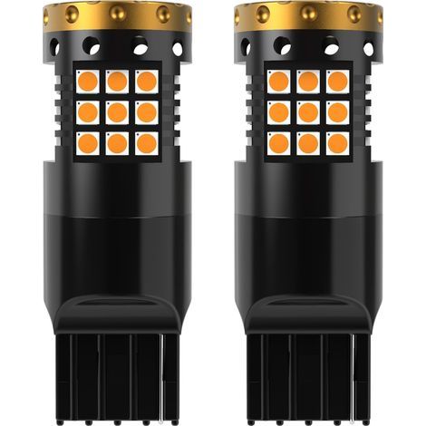 (Pack de 2) 7440 7440NA T20 Ampoules Clignotants LED Ambre Jaune Orange 3700LM 3030 36 SMD Canbus sans Erreur AntiHyper Flash (1/5)