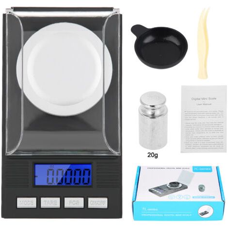 QORVA- Mini balance de poche portable haute précision 0,001 g, avec affichage numérique LED, 20 g