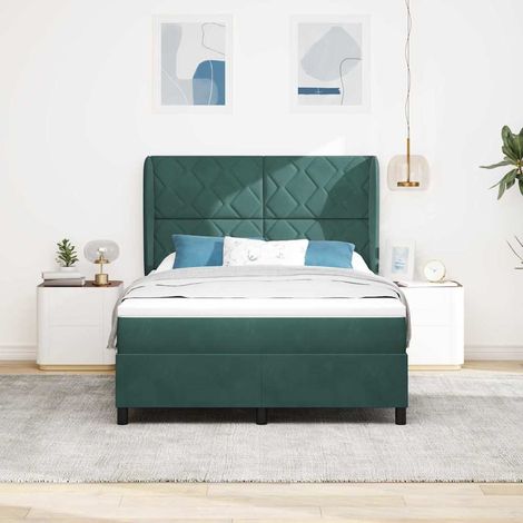 vidaXL Cama tipo Box Spring Verde oscuro 200 x 160 cm Terciopelo (1/5)