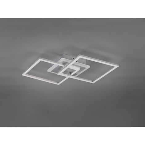 Große LED Deckenleuchte VENIDA eckig Silber, dimmbar, Breite 57cm (1/5)
