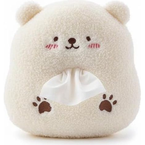 Porte-mouchoirs en papier en forme de poussin mignon, caneton jaune en peluche pour la voiture, porte-mouchoirs en papier doux avec des animaux de dessin animé pour le siège arrière (ours) (1/2)
