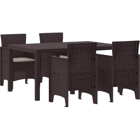 Ensemble de salle à manger pour jardin 5 pcs,Salon de jardin Marron Rattan Polt CFW33524 (1/5)