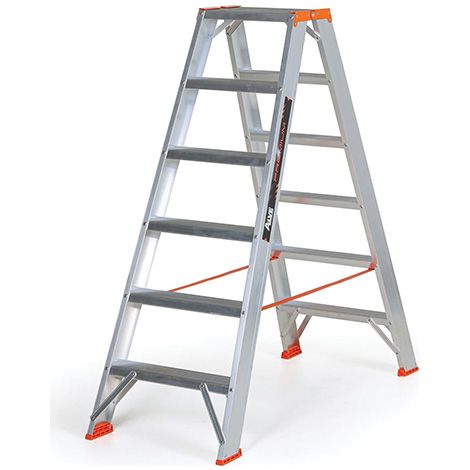 Escabeau double accès 2x12 marches - Hauteur max. de travail 4,05m - 94312
