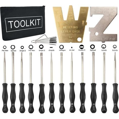 Hippotech 12-teiliges Vergaser-Einstellwerkzeugset mit Messhebel ZT-1 500-13 für kleine 2-Takt-Motoren - Ersatz für STIHL Poulan Homelite Echo Trimmer Weedeater Kettensägenvergaser (1/5)