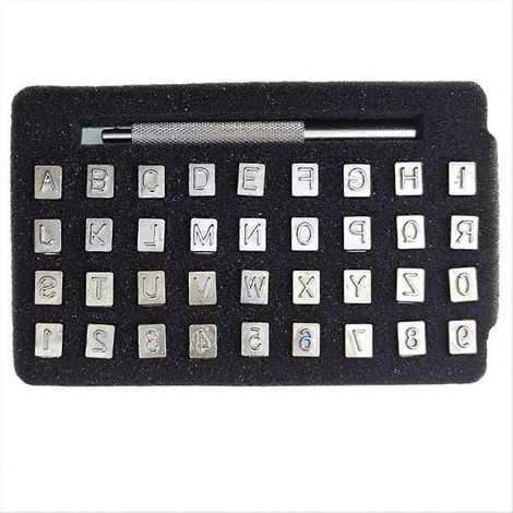 Stempelgravurwerkzeug, alphanumerischer Stempel für Lederarbeiten, 3 mm (1/5)