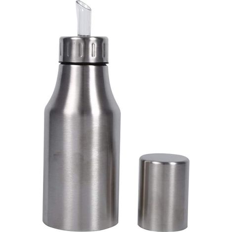 Boîteille de Distributeur d'Huile d'Olive - Pot à Huile en Acier Inoxydable 304 - Bidon d'Huile Portable - Distributeur de Sauce Au Vinaigre - Conteneur de Fournitures de Cuisine à Domicil(500ML) GROO