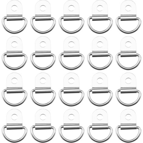 20Pcs Œillets Anneaux en D Acier Inoxydable Accessoires Sangles pour Camions/Remorques/Pickups/Bateaux/Motos Argent (1/5)