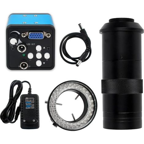 Caméra de Microscope Vidéo VGA 13MP 1080P avec Objectif C Zoom 1-130 X et Lumière Réglable en Luminosité pour la Réparation de Téléphone Prise UE (1/5)