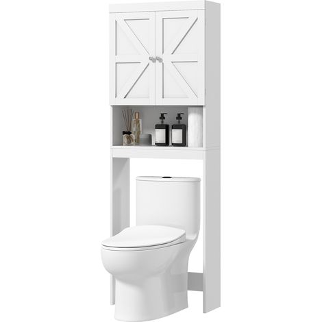 Armoire de rangement WC 2 portes étagère 58.5L x 23l x 170H cm blanc