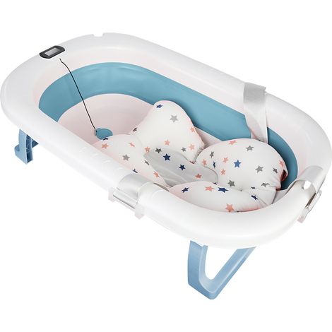 Haloyo® Baignoire pliable 3 en 1 pour bébé Baignoire extensible pour la maison et la salle de bain Bleu (1/5)