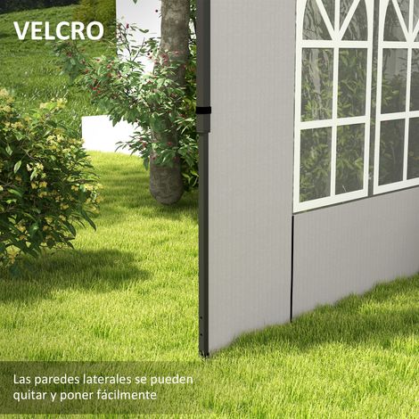 Parois latérales pour tentes 3x3m et 3x6m, lot de 2 parois de gazebo avec fenêtres, 293x193cm, blanches (1/5)