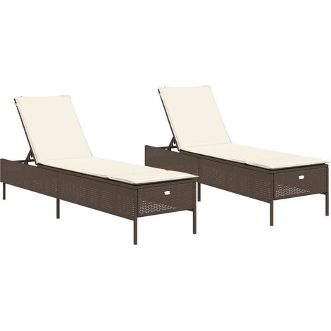 Maison Exclusive - Sonnenliegen mit Auflagen 2 Stk. Braun Poly Ra