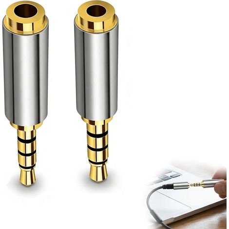 2 Pièces Adaptateur Audio Mâle vers Femelle, 2.5mm vers 3.5mm Adaptateur de Prise Casque, Adaptateur Jack 3.5mm vers 2.5mm, Convient pour Les Écouteurs, Casques Audio et Microphones (1/5)