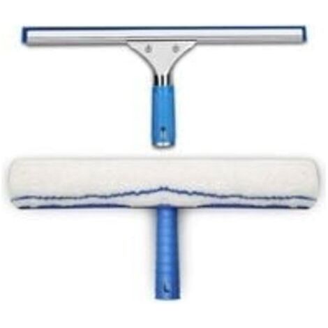 Kit de nettoyage de vitres, raclette à vitres et chiffon en microfibre, raclette de douche avec lèvre en caoutchouc, outil de nettoyage de vitres, raclette Aquablade de 35 cm
