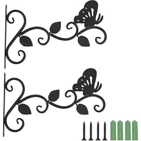2 Pièces Support Mural pour Plante, Support Plante Mural Balcon, Crochet pour Plante, Suspension Mural Crochet Plante, pour Lanterne Mangeoire à Oiseaux (1/4)
