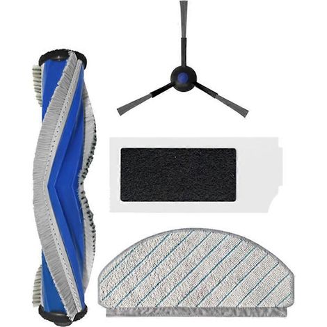 Accessoires compatibles avec le robot aspirateur Ecovacs N20 PRO : brosse principale, filtre à chiffon, brosse latérale et consommables. (1/5)
