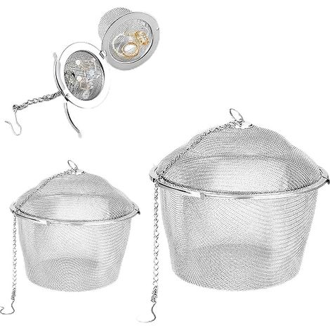 Cestello per la pulizia a ultrasuoni in acciaio inox per pulitori a vapore di gioielli - 3 misure, colore argento (1/4)