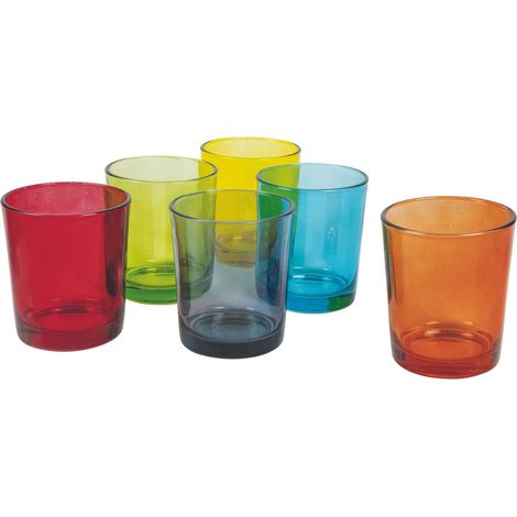 SET 6 BICCHIERI VETRO 370 ML 6 COLORI ASSORTITI (1/5)