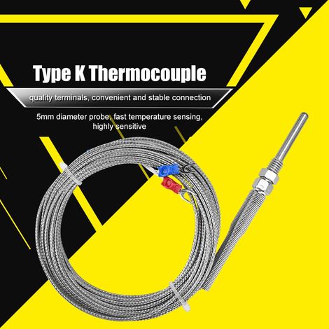 Sonde thermocouple type K filetage M8 30 mm capteur température câble 5 m plage 0-400°C (1/5)