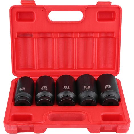 Jeu de 5 douilles hexagonales 1/2" pour écrous de moyeu 30mm 32mm 34mm 35mm 36mm, outils de garage (1/5)