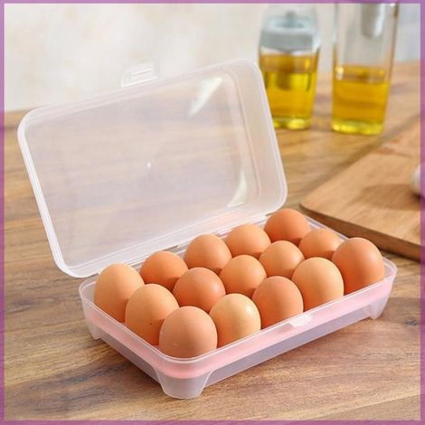 Cocosity Boîte de rangement pour œufs en plastique 15 compartiments, organisateur de réfrigérateur rose (1/2)