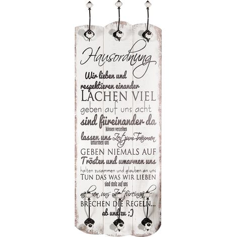 Melko Garderobenpaneel 100CM 6 Kleiderhaken Holz Shabby Hakenleiste Aufhängung Weiß