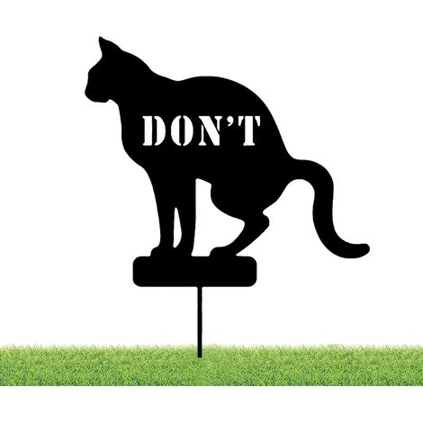 Letrero de advertencia "No dejar excrementos de gato", inserto metálico para suelo, decoración de jardín de hierro forjado. (1/5)