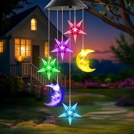 Solarlampen Windspiele Garten Balkon Weihnachten Stern und Mond (1/5)