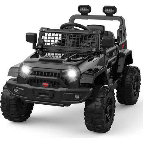 Voiture Électrique Enfant, 12V Véhicule Électrique avec Suspension à Ressort, lumières LED, Bluetooth, 2 Vitesses, Musique pour Garçons Filles Noir (1/5)