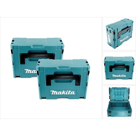 Makita – Coffret à outils en plastique MAKPAC 2 – 2 pièces – Dimensions 295x395x155mm – Compatible avec Systainer – Mécanisme à clic (1/5)