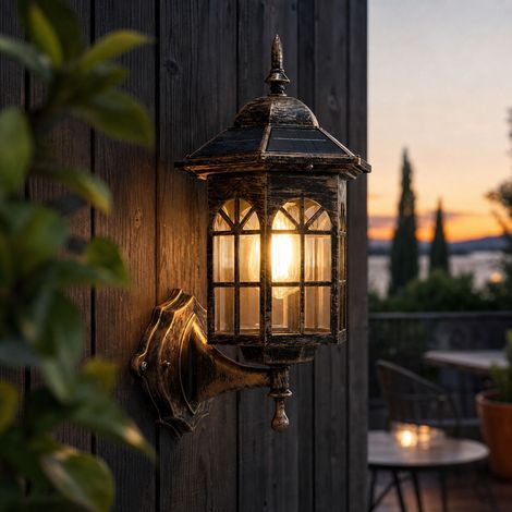 Applique Murale Solaire Rétro Étanche avec Détecteur de Mouvement, 3 Modes d'Éclairage, Lumière Chaude, Installation Facile pour Jardin et Terrasse