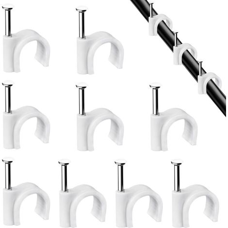 Confezione da 100 robusti e resistenti morsetti per cavi rotondi bianchi – 7 mm - Crezuo
