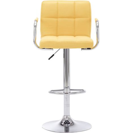 vidaXL Taburete de barra de cocina de tela amarillo (1/2)