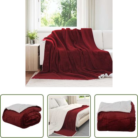 Confort -  Jeté Rouge Bordeaux 220 x 240 cm Toison (1/5)