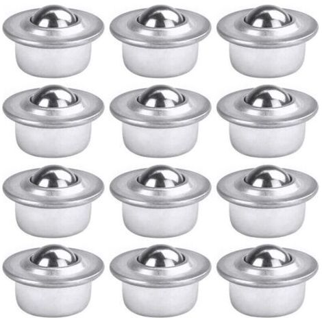 12 PCS Roulettes de Transfert avec Roulement à Billes Universels en Acier au Carbone Galvanisé Unité Roulettes à Billes Montées Charge Lourde pour Emballage Transmission Industrie (1/4)