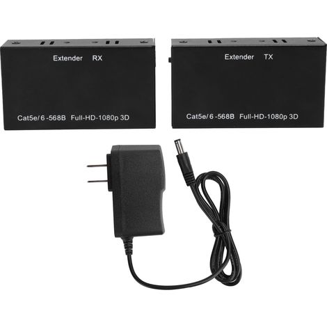 Prolongateur Ethernet unique amplificateur signal réseau émetteur récepteur prise US 100‑240V noir (1/5)