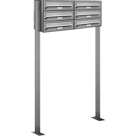 6er V2A Edelstahl Standbriefkasten Anlage Freistehend (1/5)