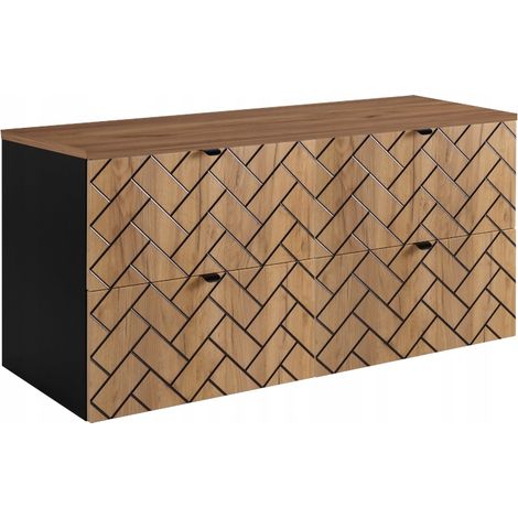 Rodan Waschbeckenunterschrank 120 cm, Braun Matt, 46 x 120 x 62,3 cm, mit brauner Waschtischplatte, feuchtraumgeeignet, Badmöbel Unterschrank