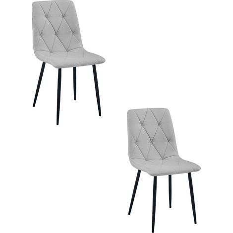Chaise Libra - tissu gris clair / pieds noirs x 2 (1/5)