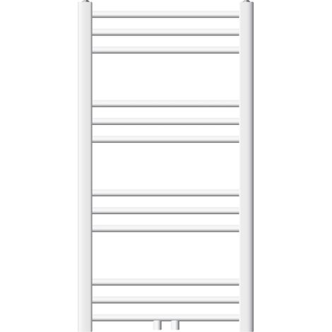 ECD Germany Radiatore da Bagno Calorifero Scaldasalviette 500 x 800 mm Bianco con Attacco Laterale Termosifone Tipo Scala per Asciugamani con Materiale per il Montaggio e Supporto a Parete (1/5)