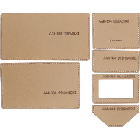 6Pcs Acrylic Template DIY Hand Made Short Wallet Leather Pattern Mold Manual Craft Tools (1/5)