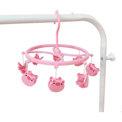 Wäscheleine aus Kunststoff zum Aufhängen von Unterwäsche, Socken, Ärmeln, kleinen Wäscheklammern für Zuhause, Studentenwohnheime, rosa Schweinchen (1/5)