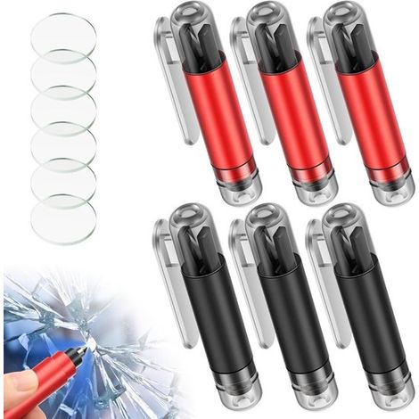 Set di martelli di emergenza - Martello di sicurezza per auto - Sgancio rapido - Testa del martello in lega di tungsteno - Set da 6 pezzi - Nero e rosso (1/5)