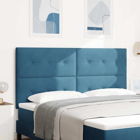 Tête de lit 180 cm en velours bleu foncé avec hauteur réglable - PANGIVO (1/5)