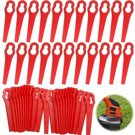 Red Plastic Lawn Trimmer Blades, 60pcs Cutting Blades, Plastic Cutting Blades, Plastic Lawn Mower Blades, Lawn Mower Accessories, Replacement Plastic Blades for Lawn Trimmers (1/5)