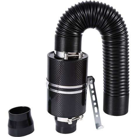 Kit d'aspiration d'air froid en fibre de carbone, Système d'aspiration filtre à air sport voiture boîte filtre à air Rubber Intake Flow pantalon tuyau air froid filtre série 3"boîte universelle (1/4)