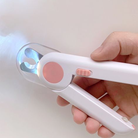Ciseaux à griffes pour animaux de compagnie avec lumière LED, évitent de couper la pulpe, design bleu et blanc, lumière LED pour prévenir les saignements. (1/5)
