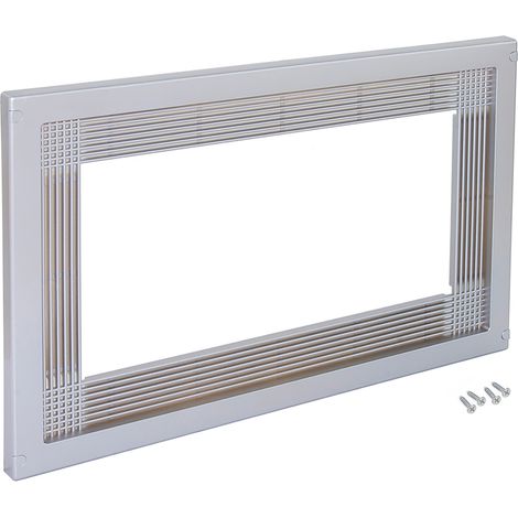 Emuca – Cadre pour micro-ondes à encastrer 600mm – Plastique peint gris métallisé – Grillage ajustable pour intégration parfaite – Montage facile inclus