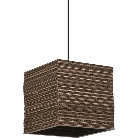 OSRAM Suspension Decor Cardboard Square marron en carton ondulé, légère, E27, diam. 250 mm, abat-jour en matériau recyclé, durable grâce à sa source lumineuse remplaçable, montage simple (1/5)